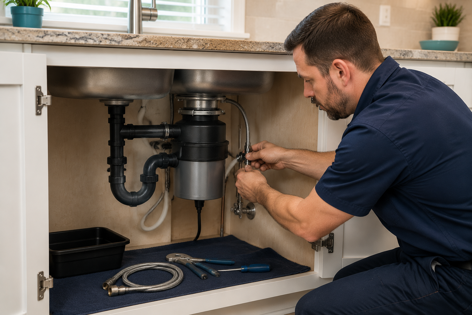 Appliance water line and garbage disposal plumbing connection